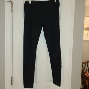 Fabletics black leggings with floral crochet Sz S